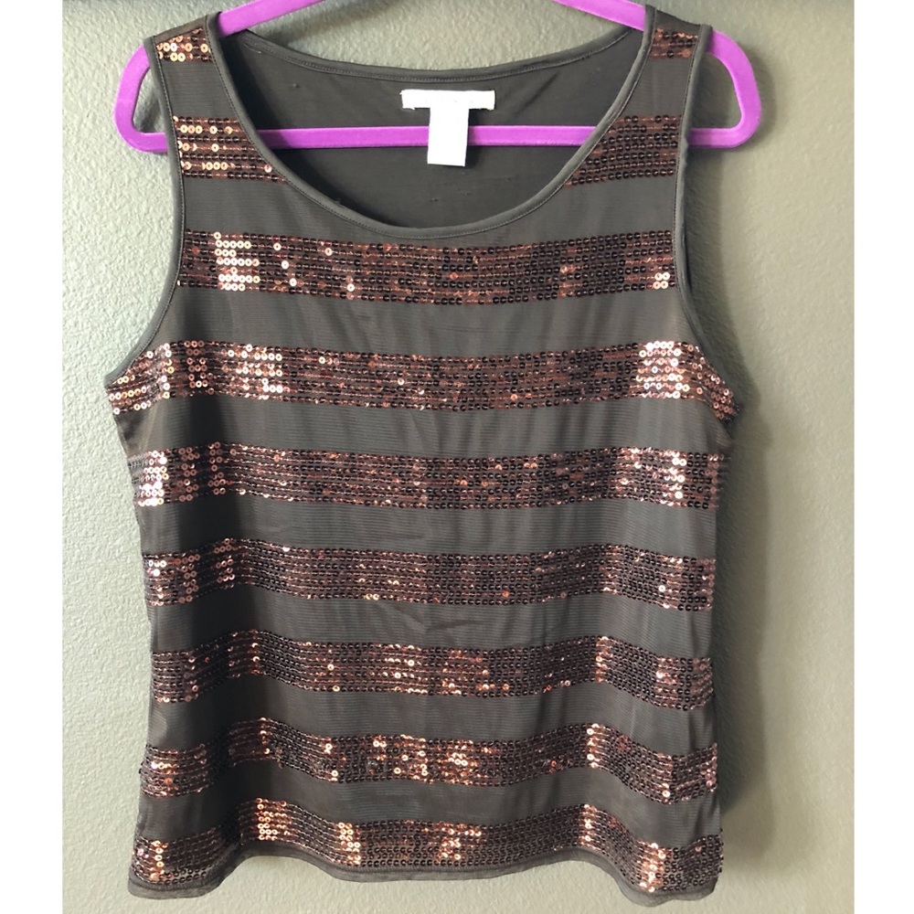 XL Brown Tank w/ Sequins